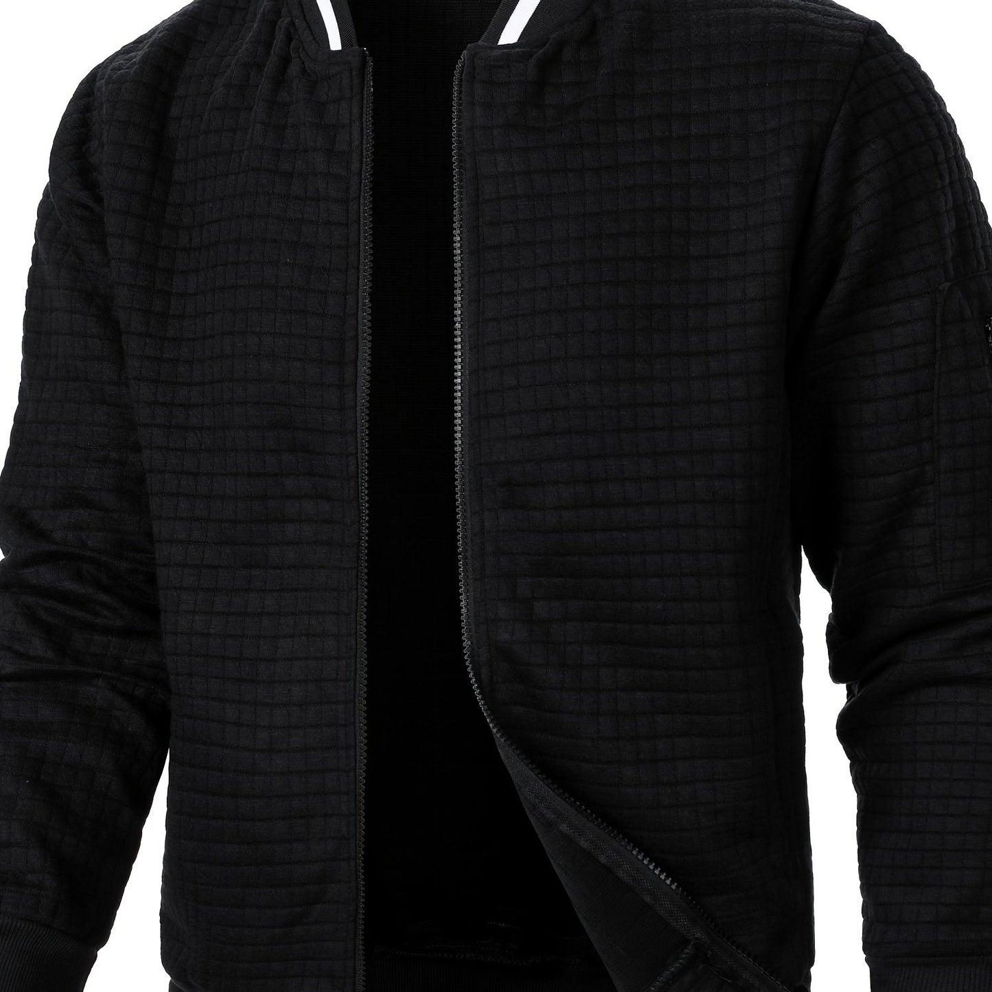 Men'S Zip-Up Jacket - Full-Zip Front Closure, Stand Collar, Lightweight Outerwear for Office, Casual & Formal Events - Spring/Fall Transitional Clothing - Easy-Care Modern Men'S Coat, Zip Up Jacket, Autumn Layering, Sleek Des