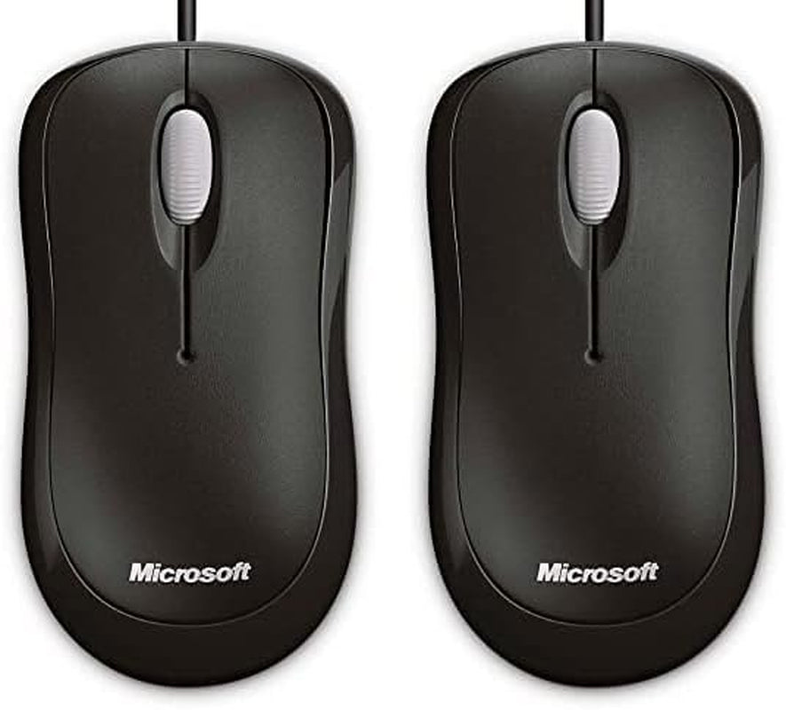 Microsoft Basic Optical Mouse - Black. Comfortable, Right/Left Hand Use, Ergonomic Design, Wired USB Mouse, for Pc/Laptop/Desktop