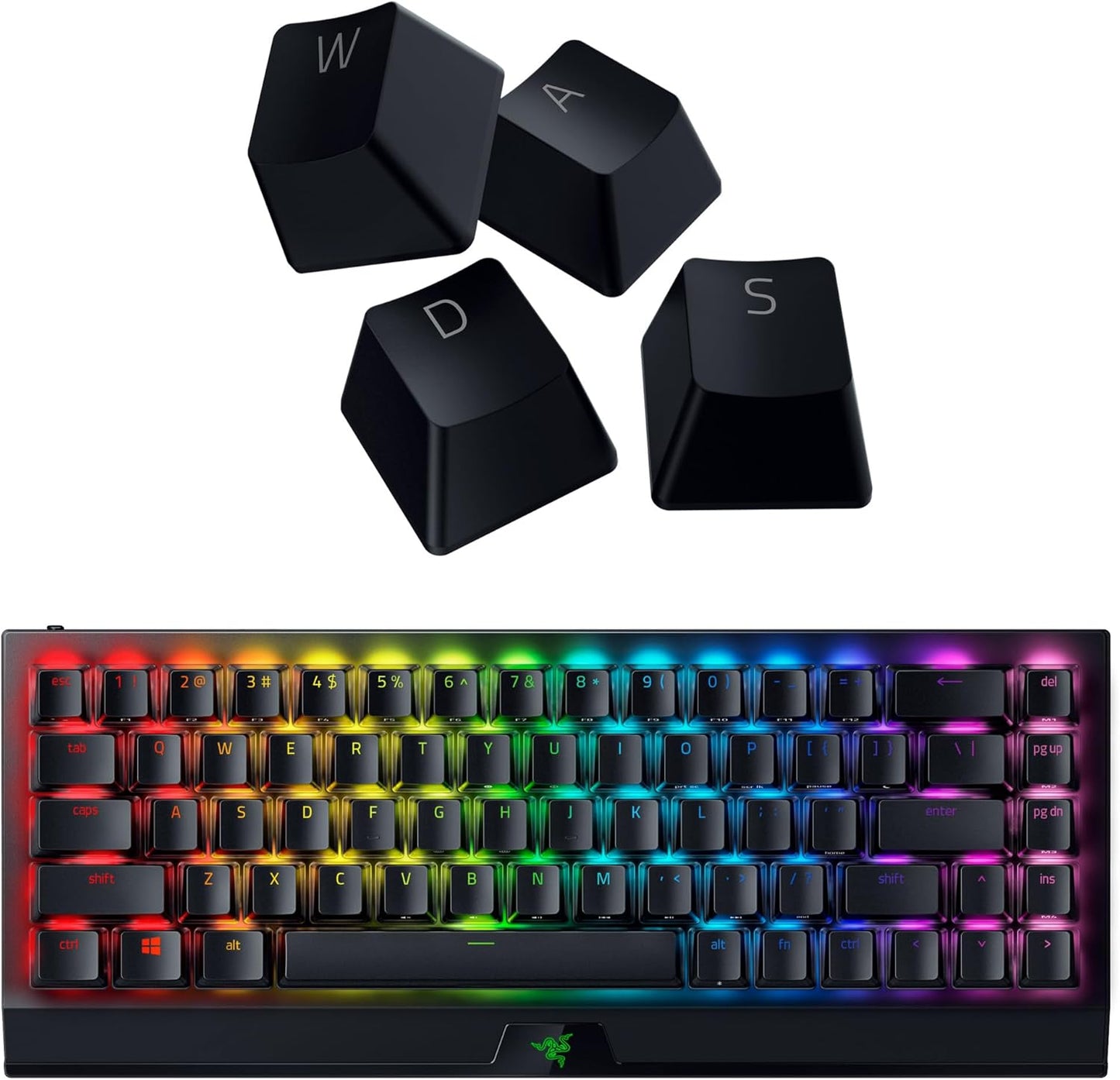 Razer Blackwidow V3 Mini Hyperspeed 65% Wireless Mechanical Gaming Keyboard: Yellow Mechanical Switches Linear & Silent - Phantom Pudding Keycaps - Chroma RGB - up to 200 Hr Battery - Snap Tap