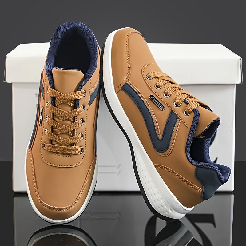 Men'S Classic British Style Casual Business Shoes - All-Season Solid Geometric Pattern, Low Top Lace-Up, Round Toe, Faux Upper, Fabric Inner, EVA TPR Sole, Comfortable Minimalist Design for Daily Outdoor Use, Everyday Com