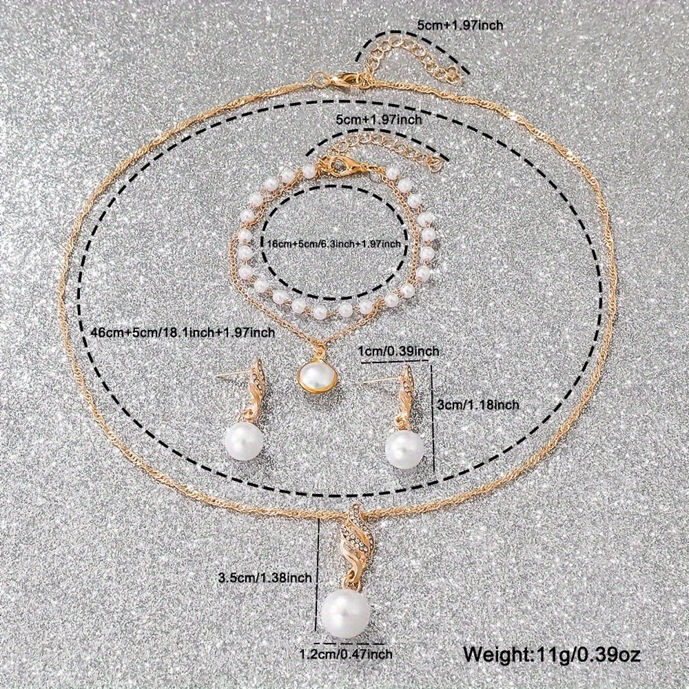 Elegant 5pcs Women's Quartz Watch & Jewelry Set - Round, Faux PU Leather Strap, Zinc Alloy Case - Perfect Gift for Valentine's, Easter, Birthdays, Christmas - Ayq