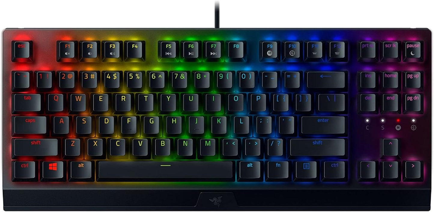Razer Blackwidow V3 TKL Mechanical Gaming Keyboard: Yellow Mechanical Switches Linear & Silent - Chroma RGB - Compact Form Factor - Programmable Macros - Snap Tap