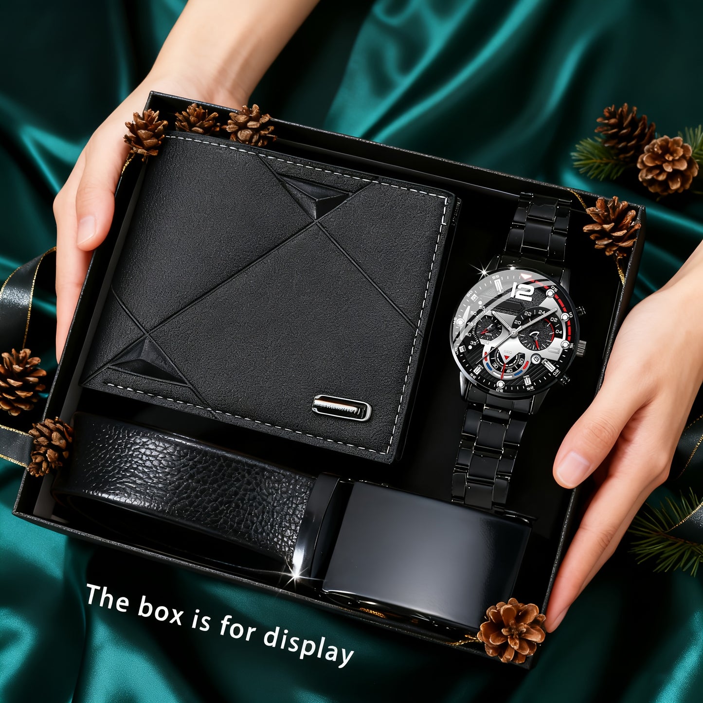 3 հատ տղամարդու ժամացույցի, գոտու և դրամապանակի հավաքածու | Նորաձև սպորտային, գործնական, հանգստի, գեղեցիկ և նորաձև, հատուկ մշակված տղամարդկանց համար, առանց նվերի տուփի