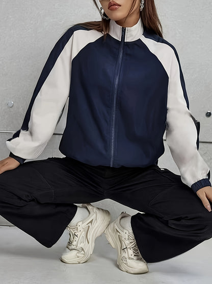 Women's Elegant Mandarin Collar Jacket - Burgundy & Half-Zip Coat with White Piping, All-Season Structured Outerwear (Black /Notch), Machine Washable Casual to Formal Blazer for & Social Events, Jackets For Women, Jacket For