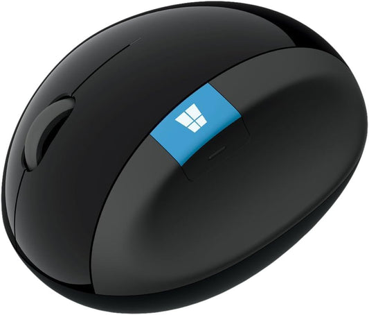 Microsoft Sculpt Ergonomic Mouse, Black - Wireless Mouse for Natural Wrist Comfort with 4-Way Scroll Wheel for Pc/Laptop/Desktop, Works with Mac/Windows 8/10/11 Computers
