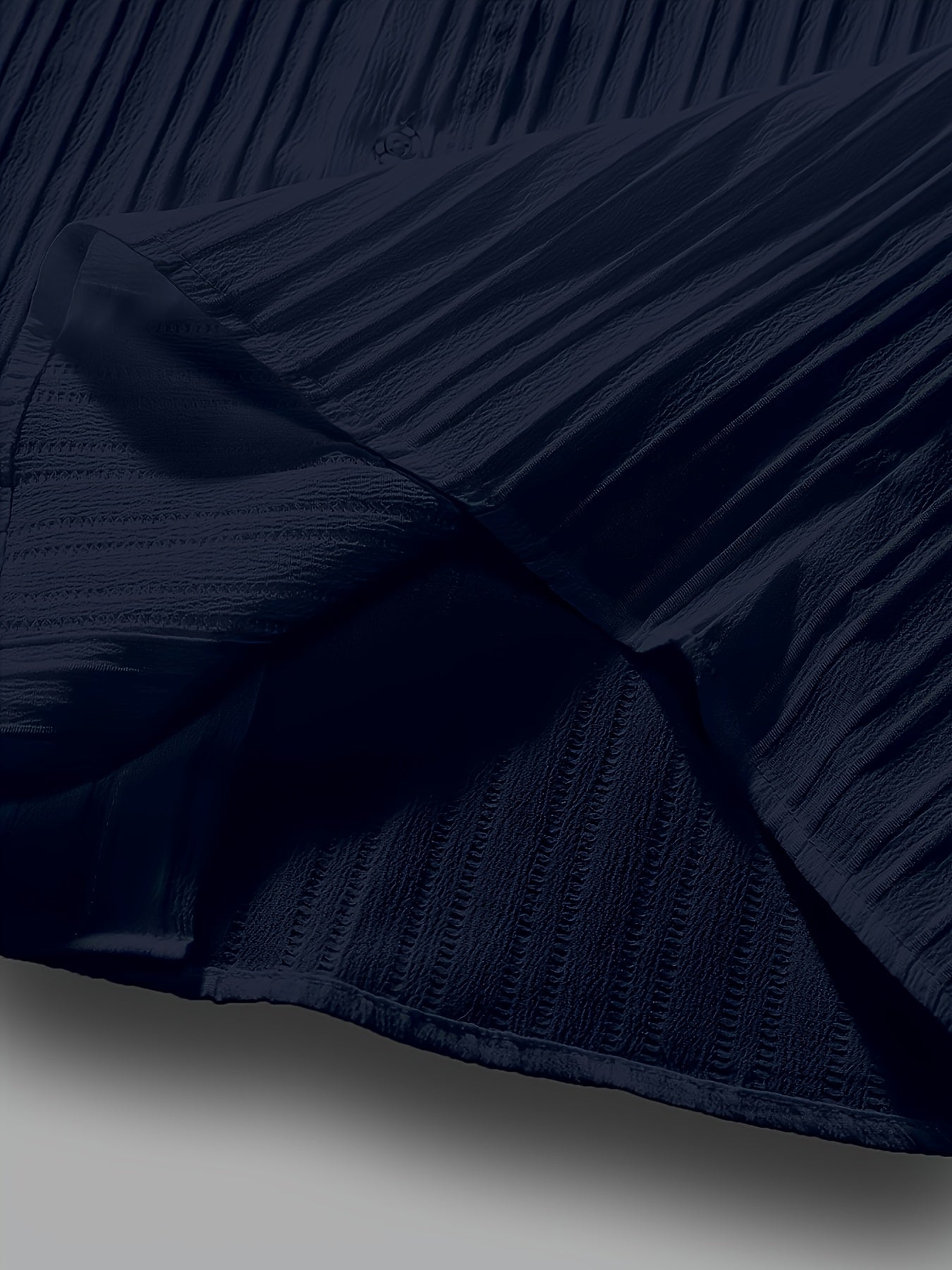 2-Piece Men's Summer Striped Polyester Suit, Short Sleeve Stand Collar Shirt and Drawstring Pants, Non-Stretch Fabric, Suitable for Casual Wear and Beach Vacation, Solid Color