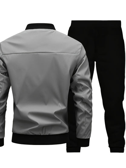 Տղամարդու առօրյա աշխատանքային բաճկոնի և տաբատի հավաքածու, միագույն, երկար թևքերով, սովորական չափսի, գրպաններով, գարնան/աշնան համար, առօրյա հագուստ, առօրյա հագուստ|Առօրյա ոճ|Միագույն բաճկոն