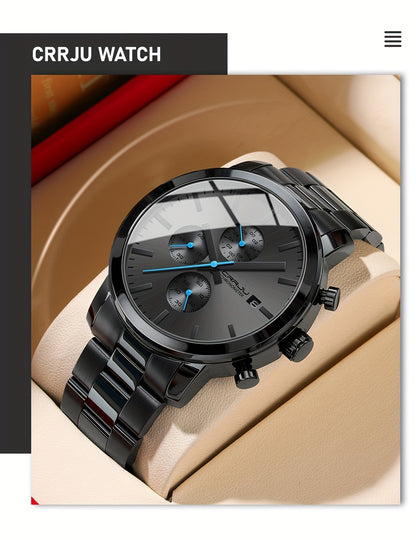 A High-quality Wristwatch For Men With Multiple Functions And A Stainless Steel Strap.