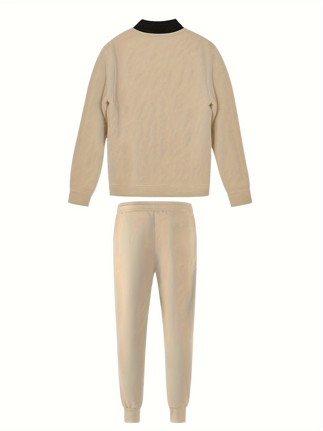 Տղամարդու առօրյա նորաձև կոստյումի հավաքածու՝ պոլիեսթերից, կանգնած օձիքով, կայծակաճարմանդով բաճկոն և լարով տաբատ՝ գարնանային/աշնանային համար