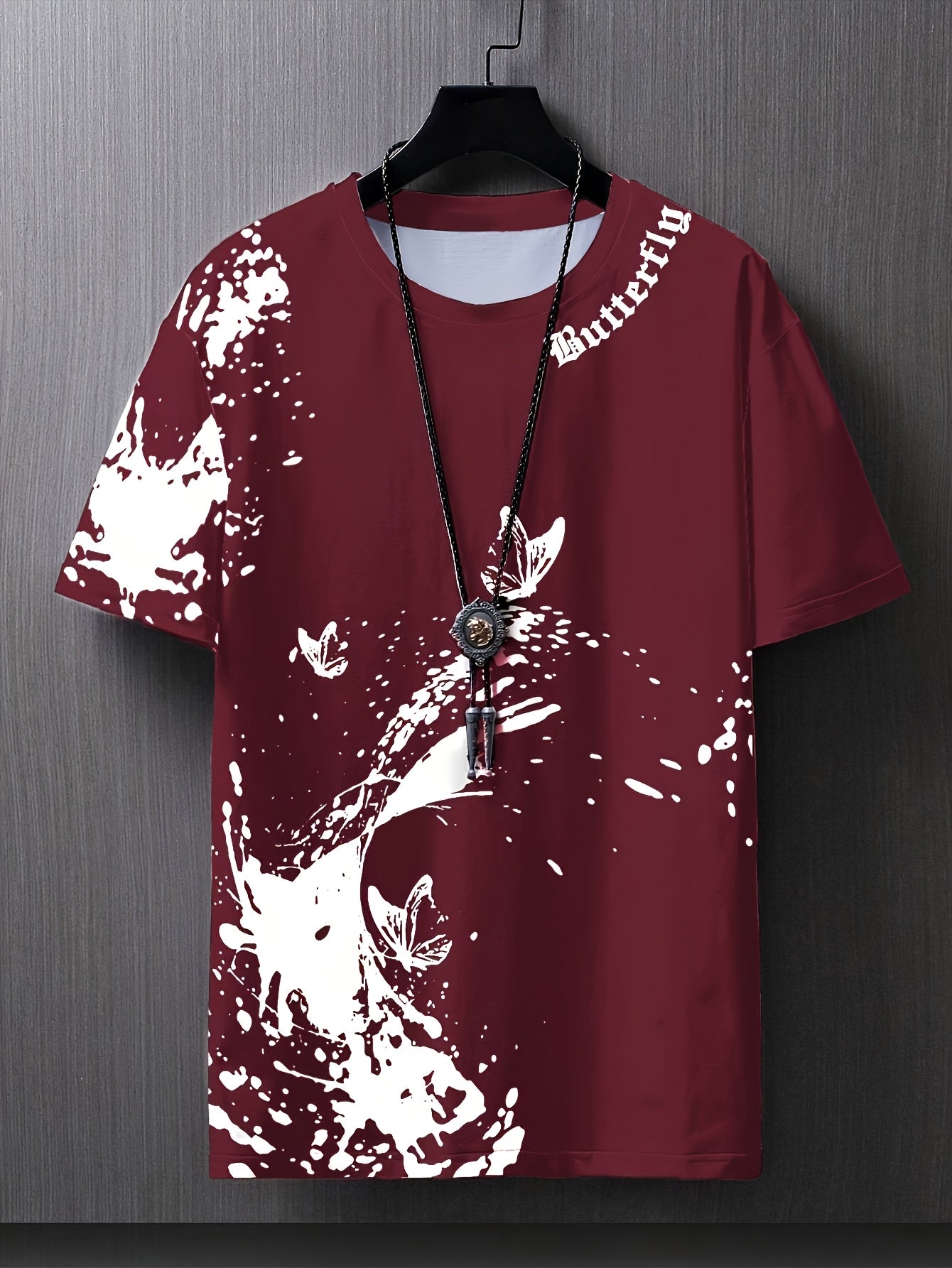 Տղամարդու հարթ ուսերով, թիթեռի նախշերով, կարճ թևքերով մարզաշապիկ XT7119