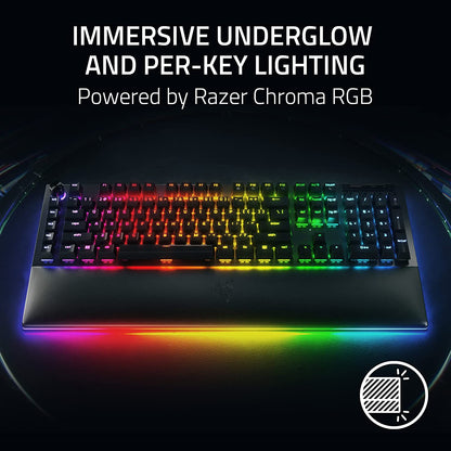 Razer Blackwidow V4 Pro Wired Mechanical Gaming Keyboard: Yellow Switches Linear & Silent - Doubleshot ABS Keycaps - Command Dial - Chroma RGB - Magnetic Wrist Rest - Snap Tap