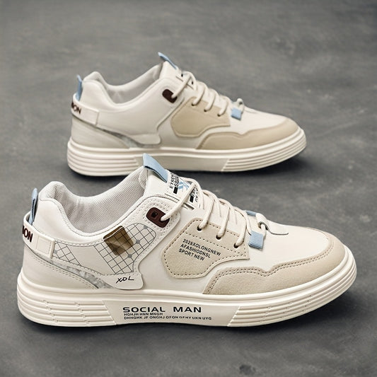 Men's Stylish Athletic Sneakers - Durable, Non-Slip, Thick Sole for Height Boost  Shock Absorption, Casual Campus Trend, Versatile Lace-Up Design