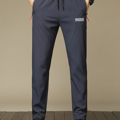 Տղամարդկանց առօրյա երկար տաբատ՝ պրինտով, 100% պոլիեսթեր, շնչող և արագ չորացող, կայծակաճարմանդ գրպաններ, սովորական տեղավորում, հյուսված գործվածք, 110 գ/մ², վազքի, արշավի, ամենօրյա հագուստի համար՝ գարուն/ամառ/աշուն սպորտային ոճ