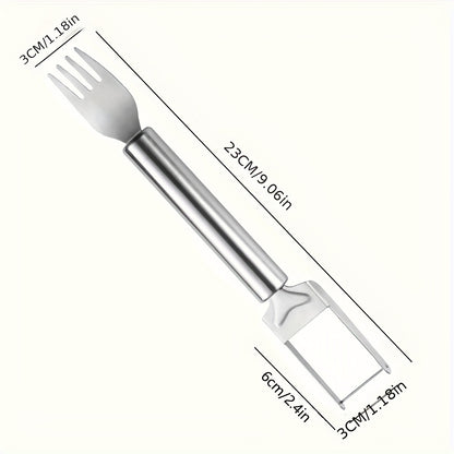 Չժանգոտվող պողպատից ձմերուկի կտրատիչ - 2-ը 1 կտրատիչ և պատառաքաղ, կատարյալ խորանարդի և մատուցման համար, խոհանոցային անհրաժեշտություն