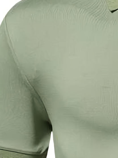 Տղամարդու առօրյա, ձգվող, միագույն, կայծակաճարմանդով և կոճղակապով գոլֆի վերնաշապիկ, ամառային, տղամարդու, փողոցային հագուստ