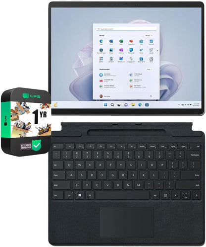 Microsoft Surface Pro 9 13" Touch Tablet, Intel I7, 16GB/256GB, Platinum Bundle Surface Pro Signature Mechanical Keyboard, Black and 1 YR CPS Enhanced Protection Pack