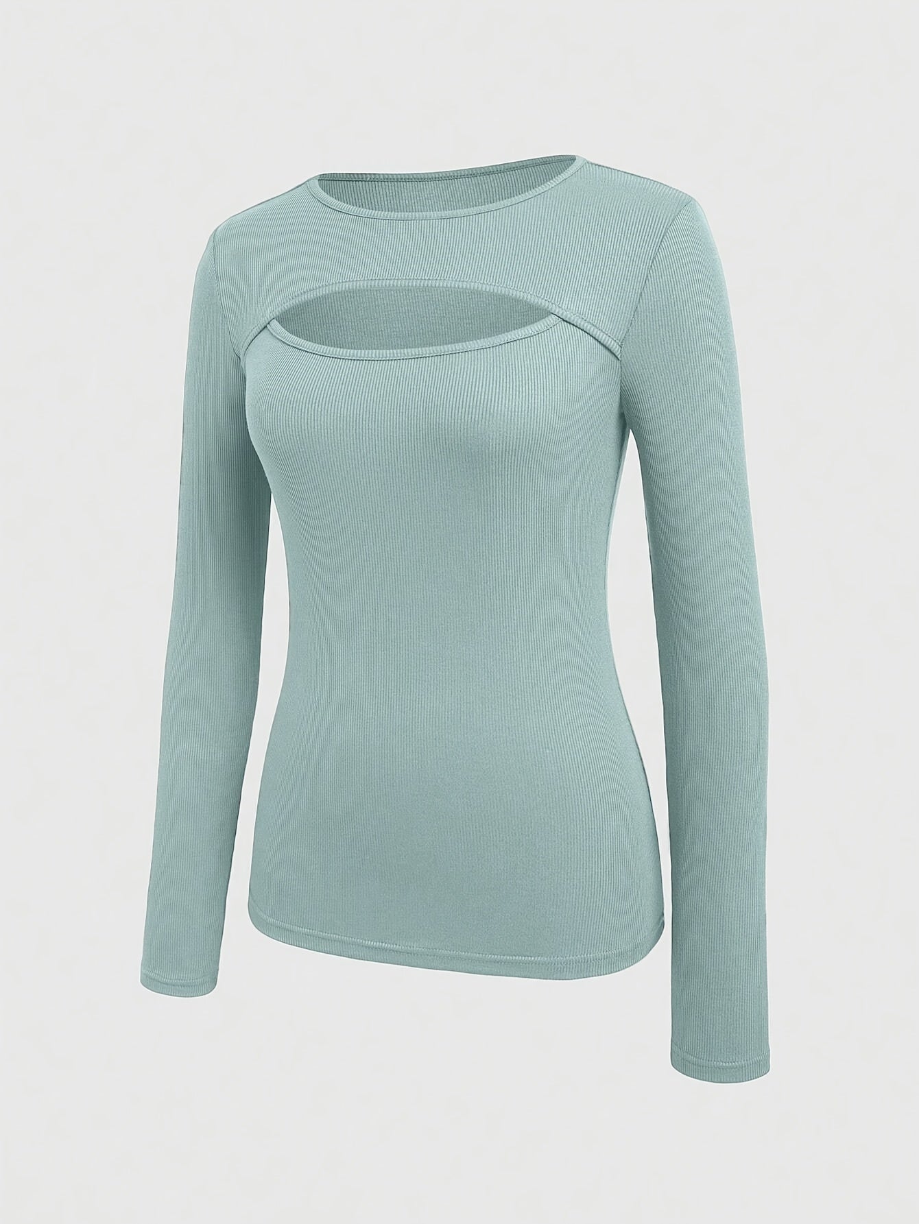 1 հատ Essence կանացի էլեգանտ, կողավոր երկար թևքով մարզաշապիկ, պոլիեսթերի և սպանդեքսի խառնուրդ, խոռոչավոր դետալներով, միագույն, կլոր վզնոցով, սովորական երկարությամբ, տրիկոտաժե կտոր - աշուն/ձմեռ հավաքածու