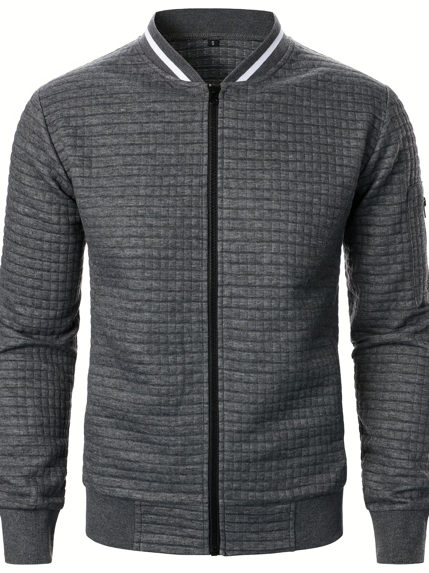 Men'S Zip-Up Jacket - Full-Zip Front Closure, Stand Collar, Lightweight Outerwear for Office, Casual & Formal Events - Spring/Fall Transitional Clothing - Easy-Care Modern Men'S Coat, Zip Up Jacket, Autumn Layering, Sleek Des