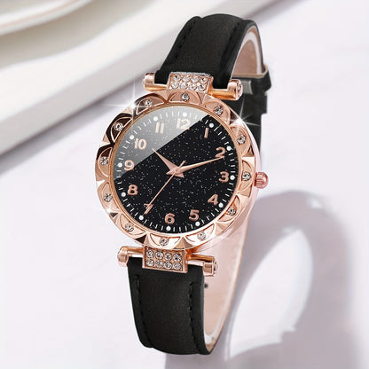Women's Fashion Simple Digital Dial Quartz Watch + 2pcs/set Does Not Include Watch Box - Ayq