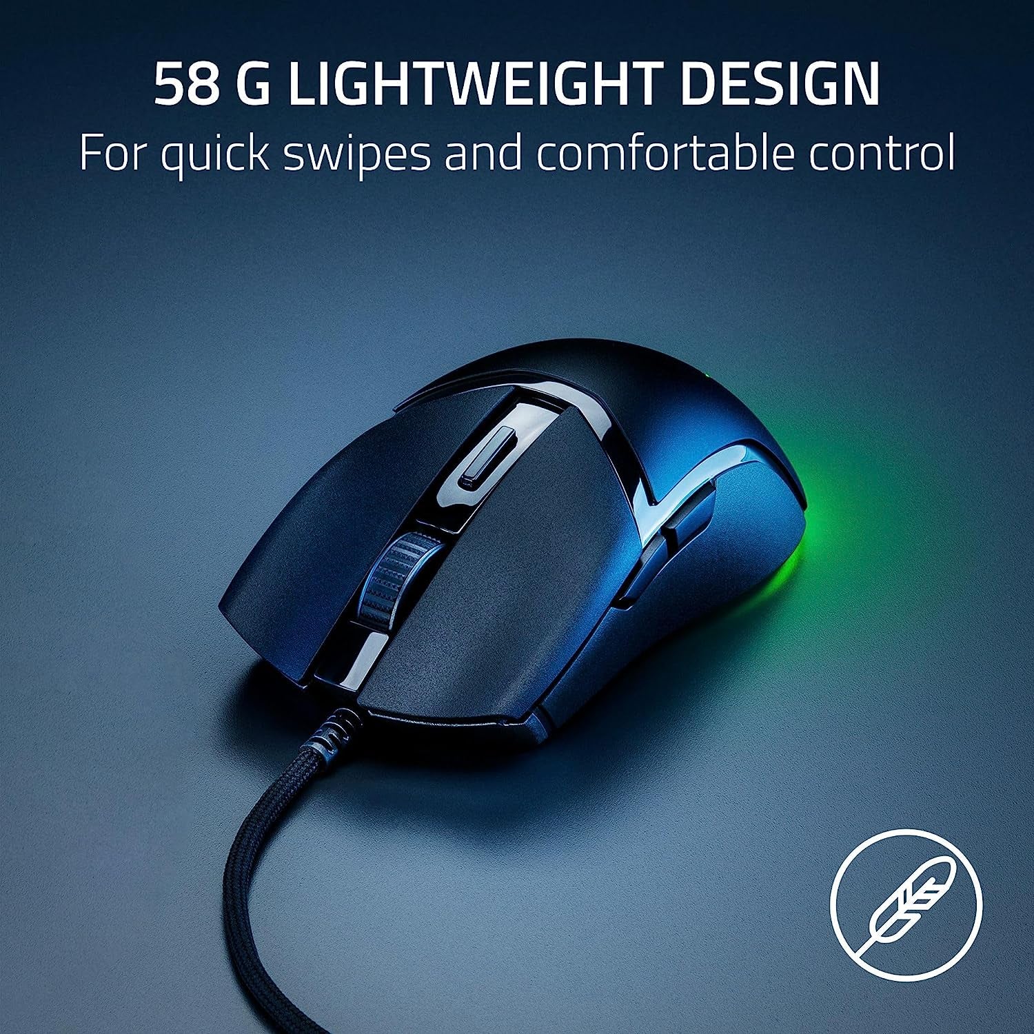 Razer Cobra Gaming Mouse: 58G, Gen-3 Optical Switches, Chroma RGB Lighting, 8500 DPI Sensor, PTFE Feet, Speedflex Cable - Black