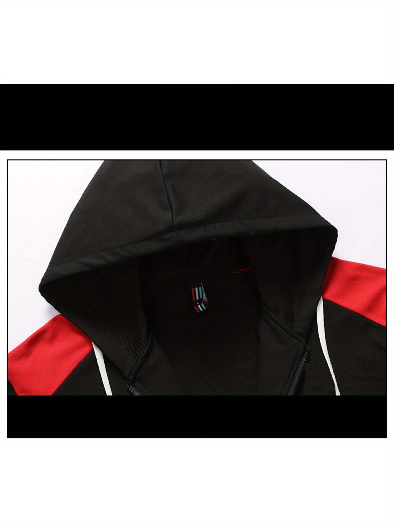 2pcs Men'S Sporty Hoodie Set with Drawstring Hooded Jacket and Cuffed Pants - Black & White Casual Streetwear, All-Season Comfort, Trendy Brand Design, Comfortable Clothing | Trendy Casual Wear | Zippered Hoodie, Sweater Hood