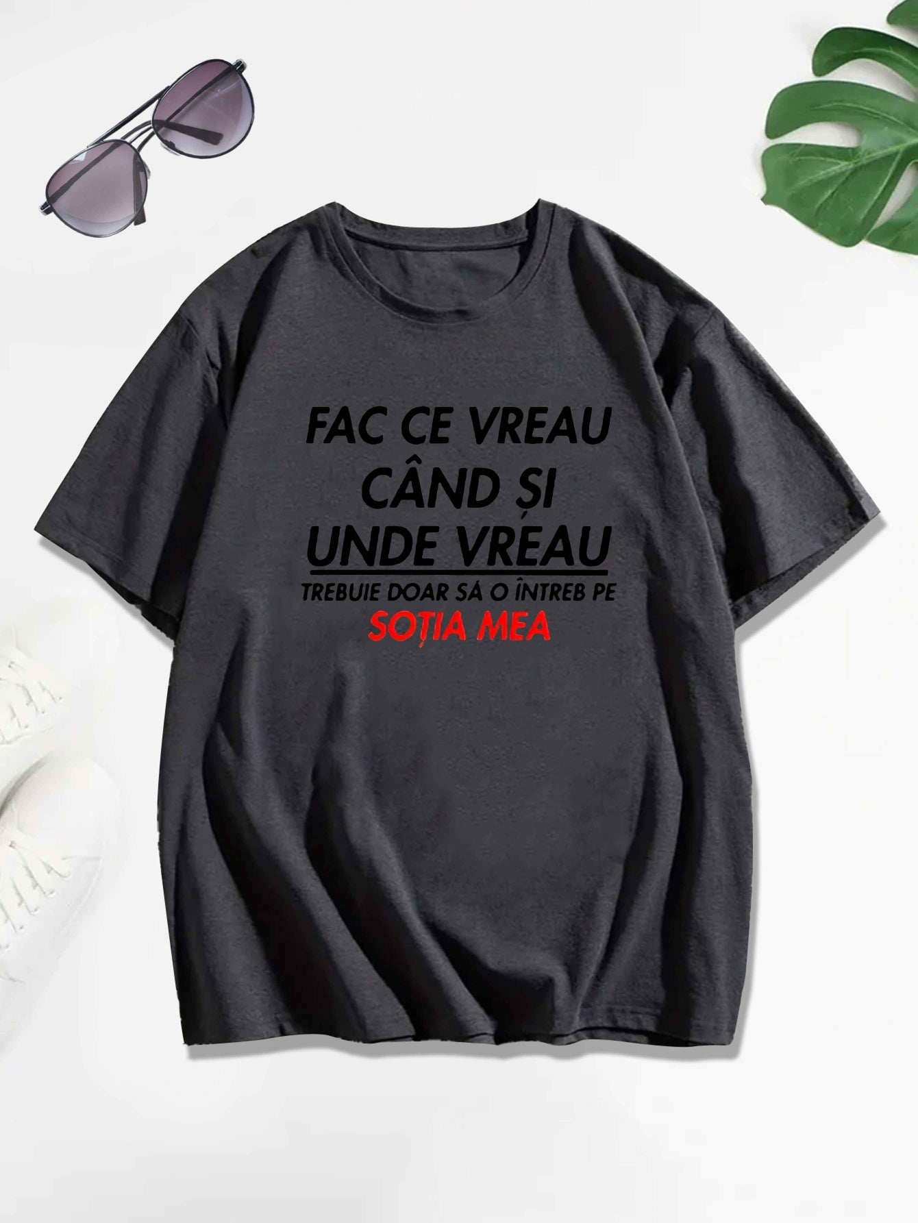 Տղամարդու կարճ թևքով ռումինական «Qitate» գրությամբ շապիկ - «Face Ce Vreau Cand Si Under Breath» տպագրությամբ, թեթև պոլիեսթերային, ամառային ամենօրյա վերնաշապիկ, կլոր վզնոցով, լվացվող մեքենայով, լվացվող մարզաշապիկ՝ թավ տեքստով, թեթև նյութով։