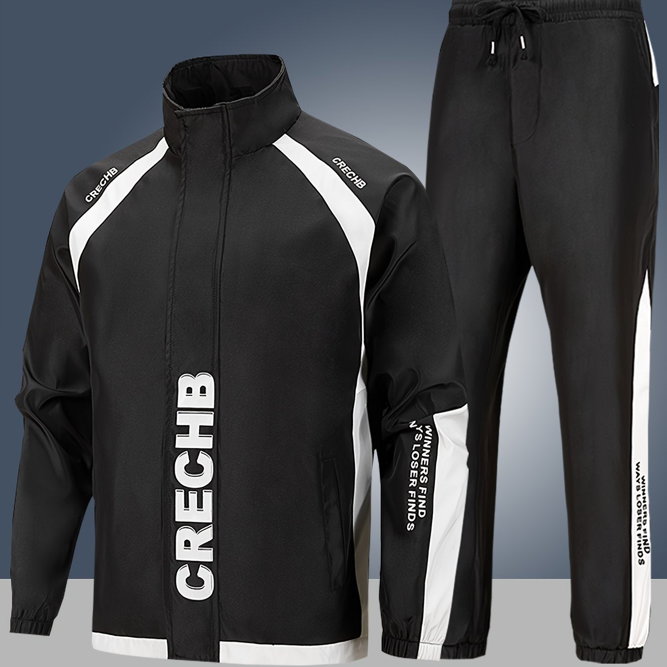 2025 թվականի նոր սպորտային հավաքածու տղամարդկանց համար՝ գարնանային և աշնանային, նորաձև, տպագիր բաճկոն, 100% պոլիեսթեր, փափուկ գործվածք, լվացքի մեքենայով լվացվող, սպորտային ազատ վազքի համազգեստի 2 հատանոց հավաքածու, դեռահասների համար