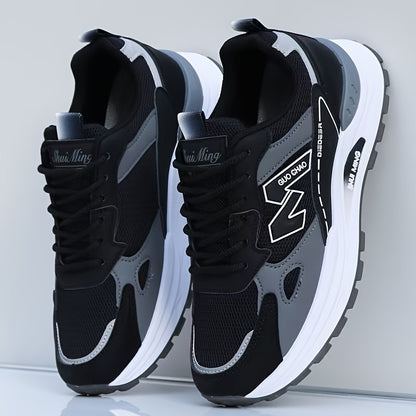 Տղամարդկանց շնչող ցանցե վազքի սպորտային կոշիկներ՝ ամուր, հակասահք, հոտակայուն, ռետինե ներբանով, գարնանային աշնան համար նախատեսված, ցածր, կապիչով դիզայնով, սպիտակ, սև և կանաչ գույներով։