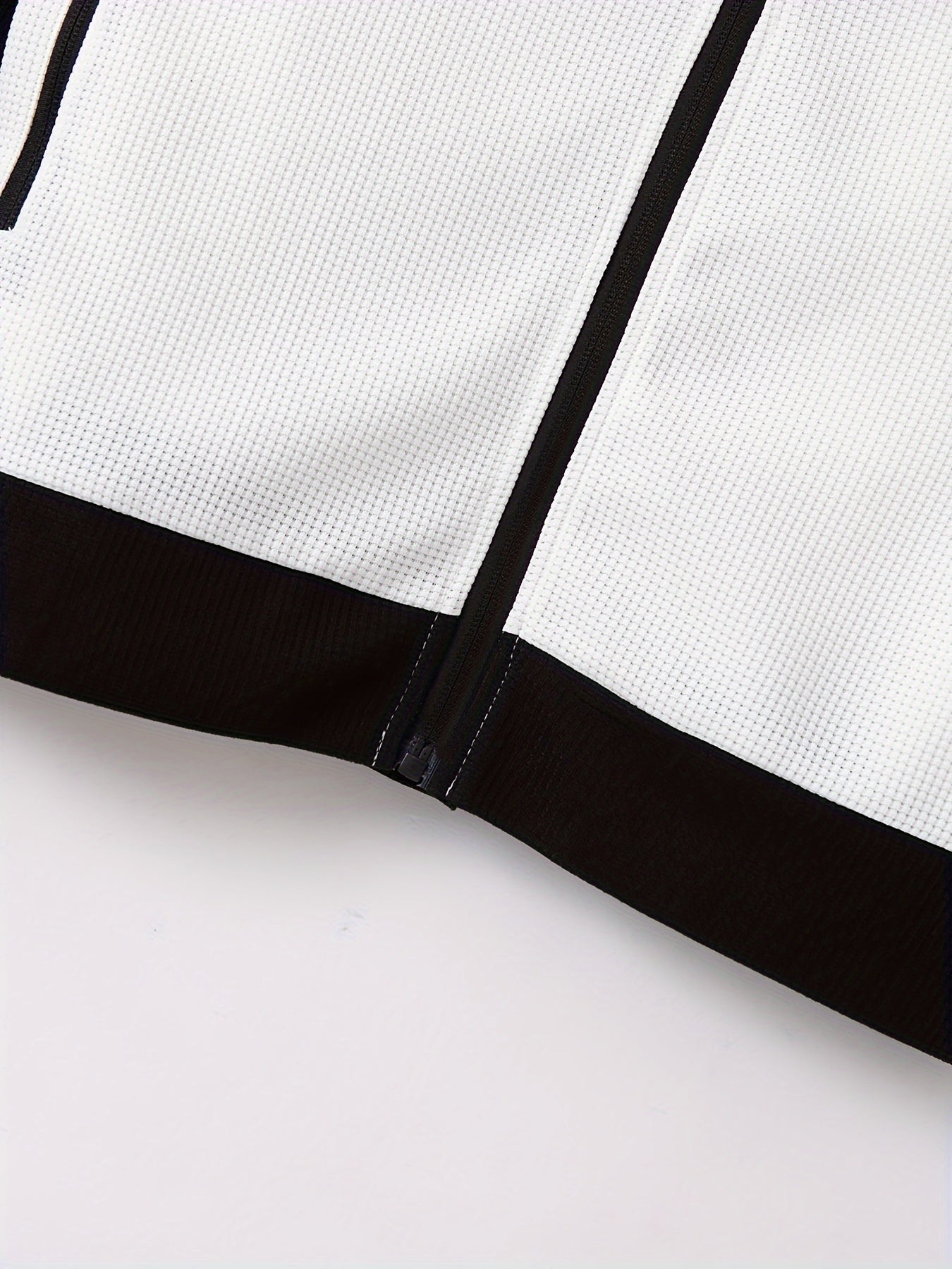 Տղամարդու սպորտային գունային բլոկով կայծակաճարմանդով բաճկոնի և վազքի տաբատի հավաքածու - պոլիեսթերի խառնուրդ, իդեալական է գարնան/աշնան համար