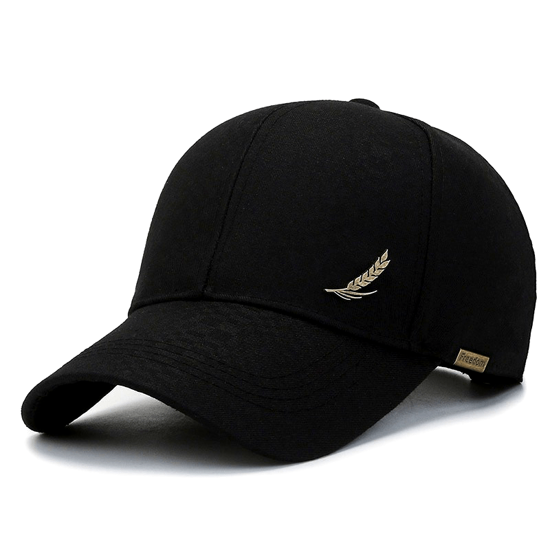 1pc Stylish Baseball Cap with Wheat Logo - 100% Polyester, Mature Look, Ideal for Spring to Fall Travel & Sun Protection - Available in Black, Dark Gray, Brown, Navy Blue, Casual Headwear|Sleek Cap Design|Comfortable Fit Cap