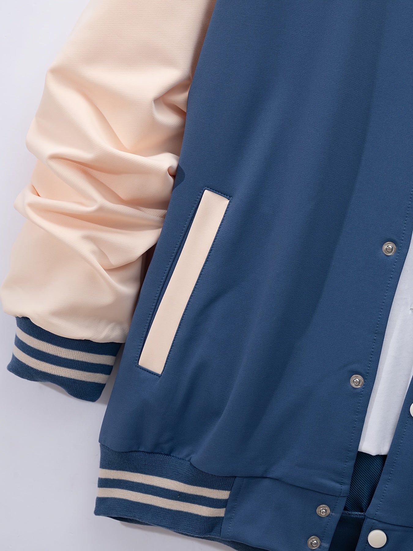 Տղամարդու ամենօրյա բեյսբոլի բաճկոնի և տաբատի հավաքածու - գունային բլոկ, պոլիեսթեր, կոճակներով և գոտու դետալներով՝ գարնանային/աշնանային համար