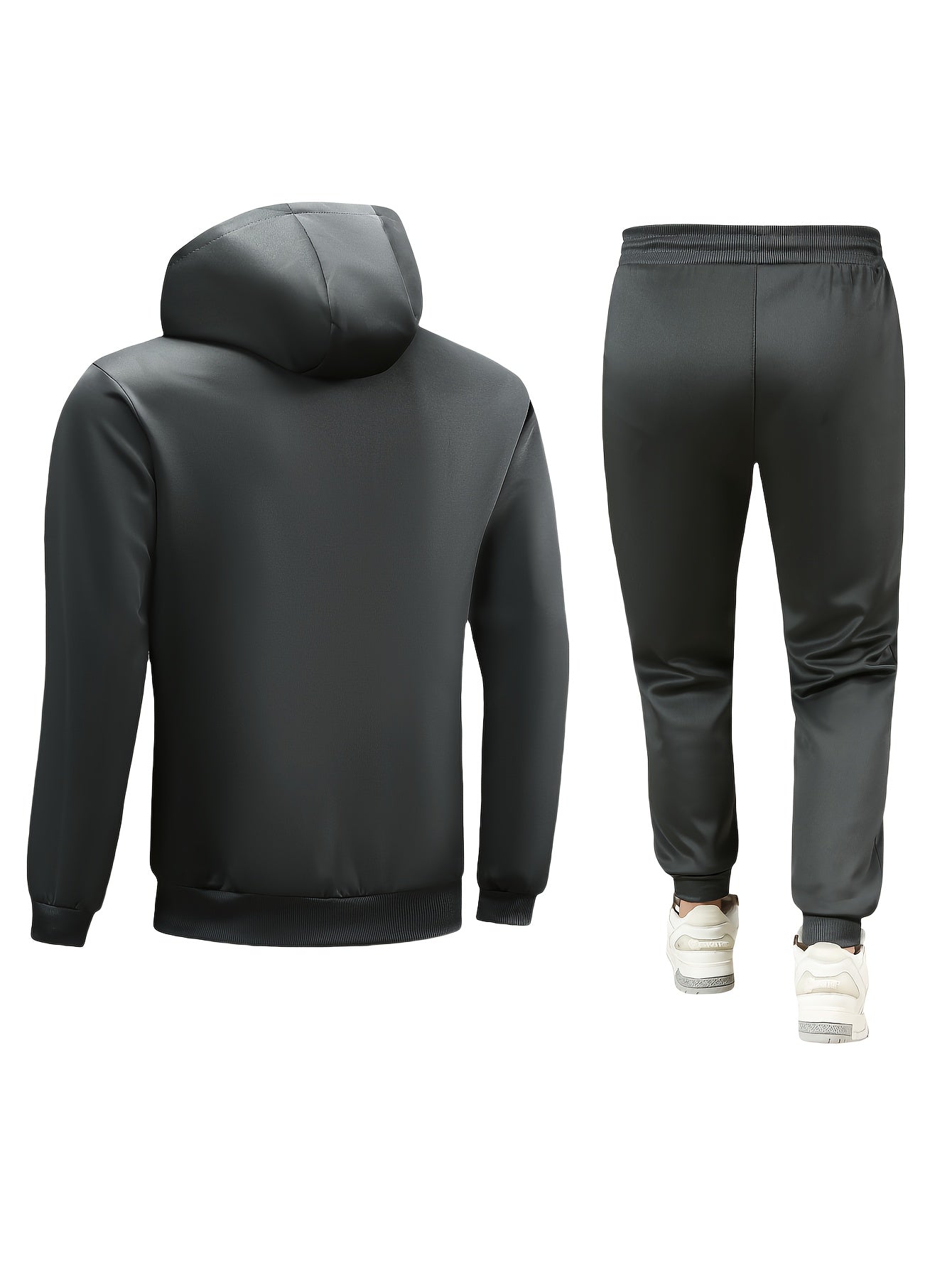 Տղամարդկանց առօրյա սպորտային հագուստի հավաքածու. Բարձրորակ գլխարկով սվիտեր և մարզաշապիկ վազքի, ֆիթնեսի և տնային հագուստի համար - Գարուն/աշուն երկկտոր հագուստ