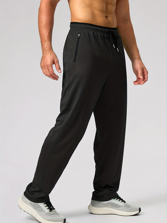 Men's Sports Pants With Drawstring And Zippered Pockets, Lightweight And Breathable Bottoms For Running/Casual Wear