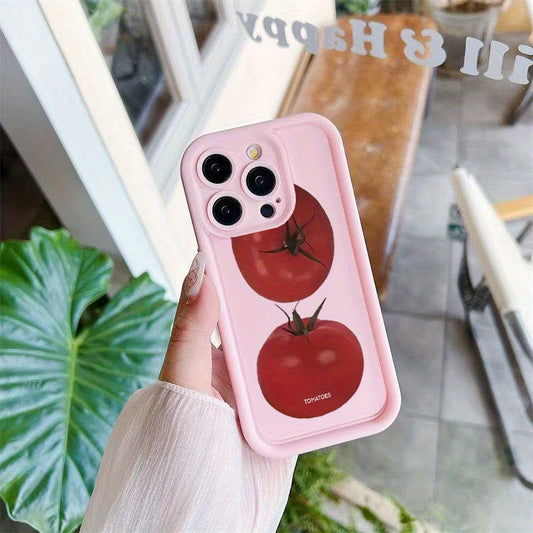 Cartoon Tomato Printed TPU Shockproof Phone Case Compatible with Iphone Models Including 16, 15 Pro Max, 15 Plus, 15 Pro, 15, 14 Pro Max, 14 Plus, 14 Pro, 14, 13 Pro Max, Pro Max, 12 Pro Max, 12 Pro, 12, 11 Pro Max, 11 Pro, 1 - Ayq