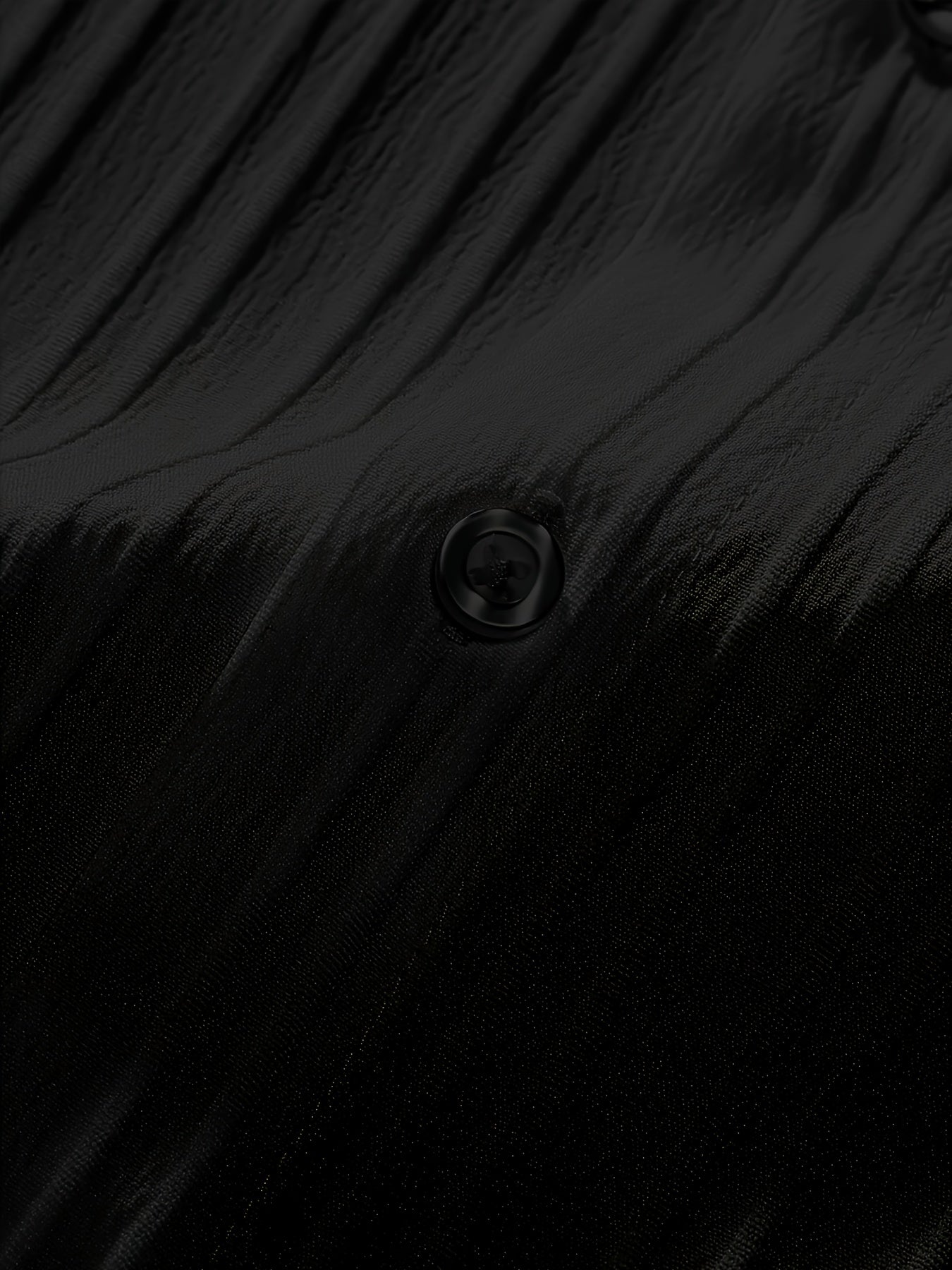 2-Piece Men's Summer Striped Polyester Suit, Short Sleeve Stand Collar Shirt and Drawstring Pants, Non-Stretch Fabric, Suitable for Casual Wear and Beach Vacation, Solid Color