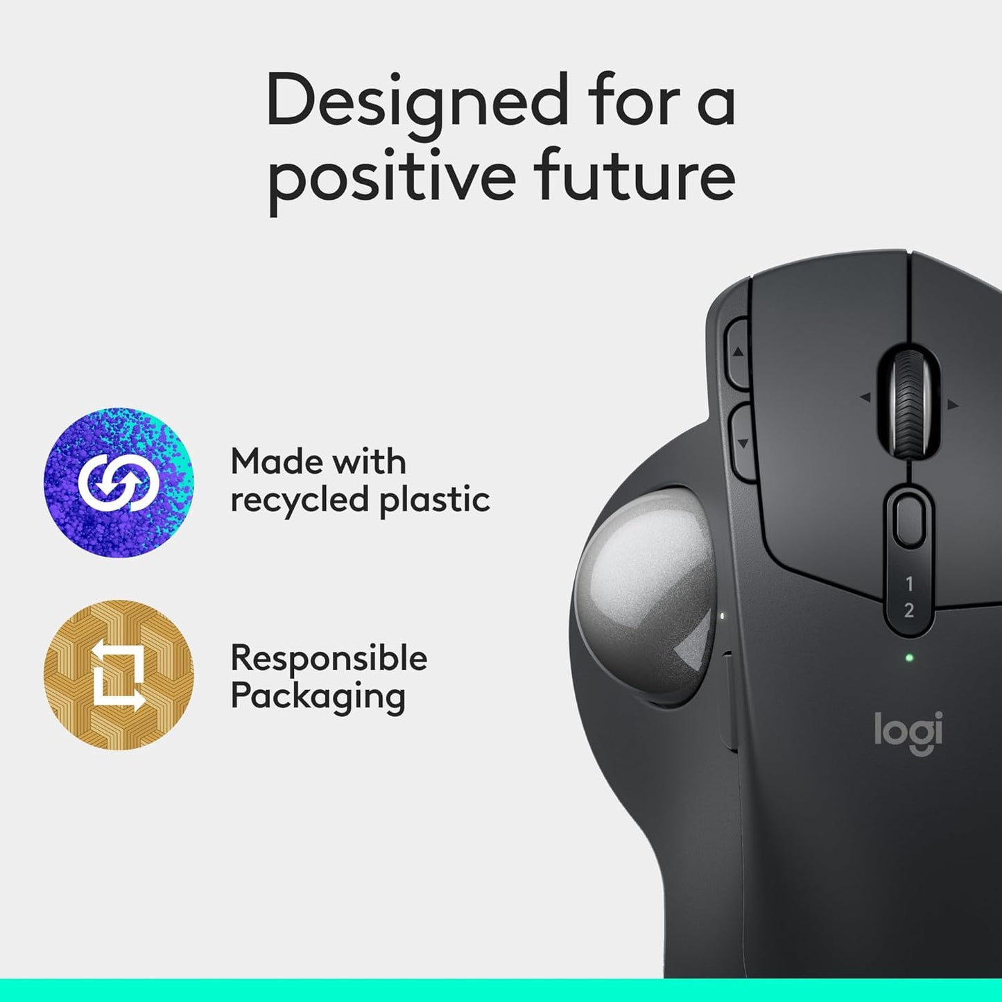 Logitech MX Ergo S Advanced Wireless Trackball Mouse, USB-C Rechargeable Wireless Ergonomic Mouse with Bluetooth and Encrypted Dongle, 6 Programmable Buttons, for Pc/Mac - Graphite