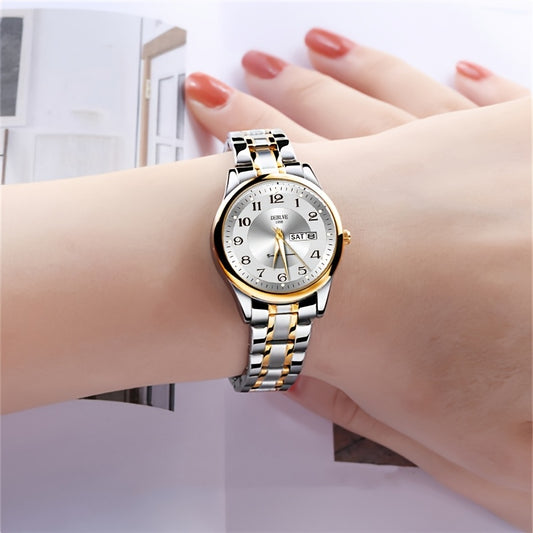 DEBLVE կանացի գերբարակ չժանգոտվող պողպատից քվարցային ժամացույց - ոճային, թեթև, IPX7 օրացույցով, լուսավոր օրվա էկրանով և չժանգոտվող պողպատե ժապավենով - իդեալական է առօրյա հագուստի համար, DEBLVE