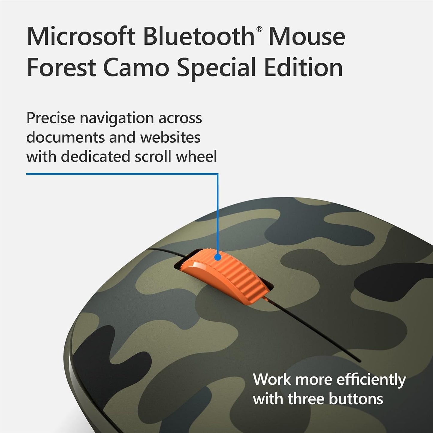 Microsoft Wireless Bluetooth Mouse Comfortable Design for Pc/Laptop/Desktop, Right/Left Hand Use, 3-Buttons, Works with Mac/Windows Computers with Cleaning Cloth - Forest Camo, Green