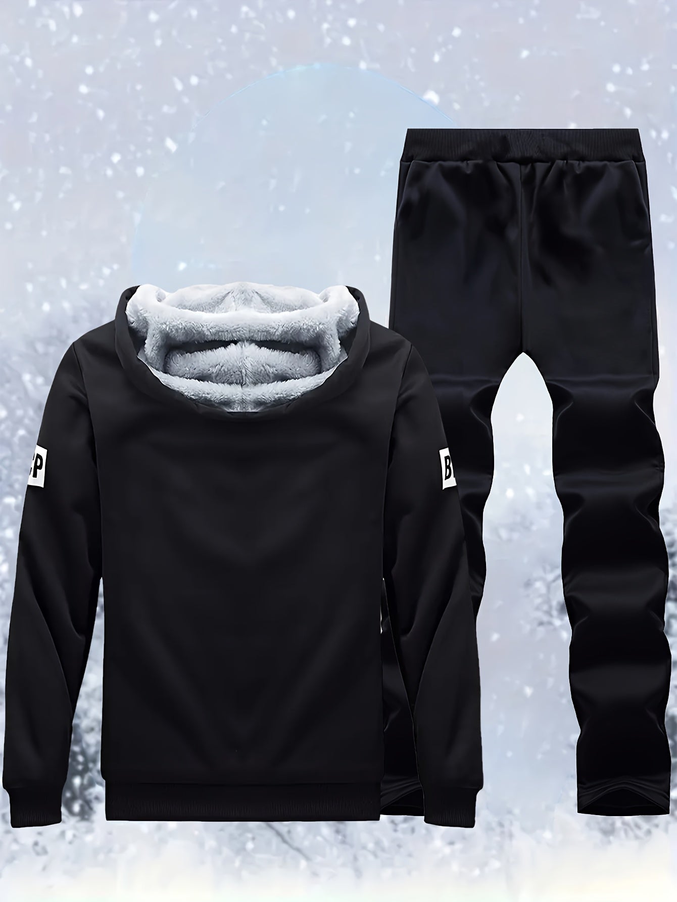 Տղամարդու «SHAN YES» այբուբենի նախշերով, խիտ աստառով, գլխարկով սվիտերի և վազքի համար նախատեսված տաք մարզական հագուստ, աշնանային և ձմեռային։