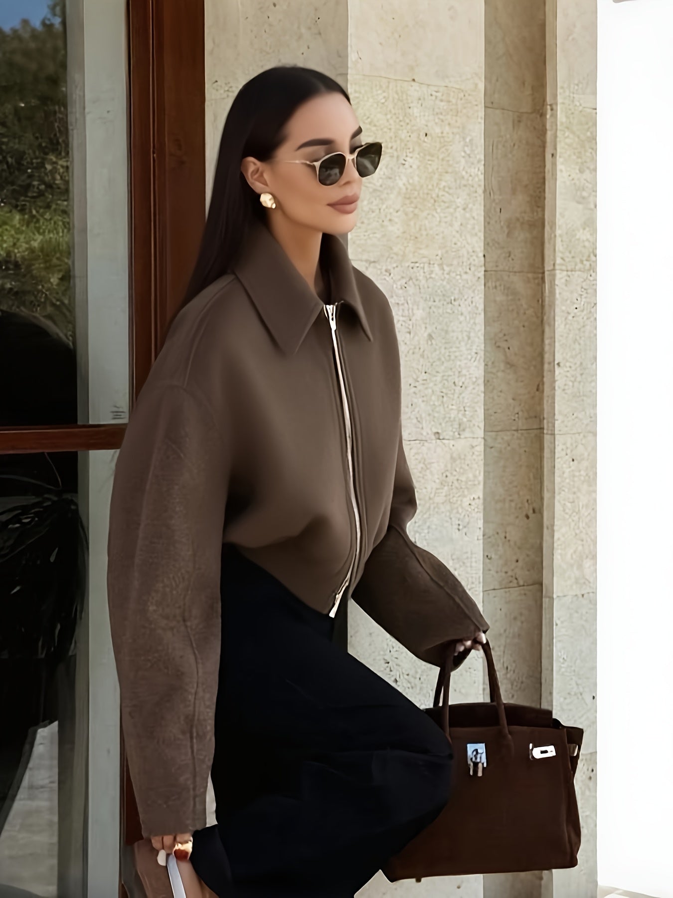 Women'S Short Casual Jacket - Elegant Lapel Collar Windbreaker Coat, All-Season Chic Outerwear for Everyday & Formal Events, Machine Washable H-Silhouette Jacket, Cute Jacket, Versatile Layering Piece, Easy-Care Blend