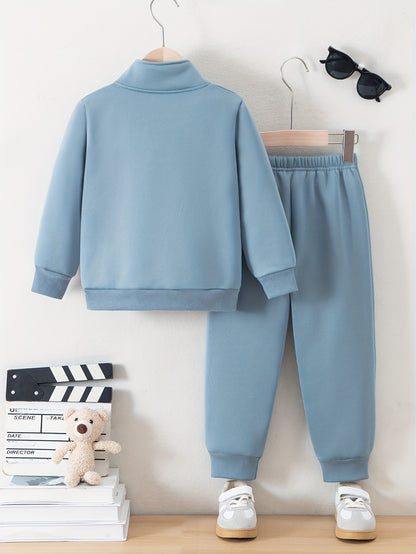 Տղաների հարմարավետ բրդյա աստառով վերնաշապիկի և սպորտային տաբատի հավաքածու - ձիթապտղի կանաչ, առօրյա ձմեռային հագուստ գրպաններով, հաստ տաքություն աշնան և ձմռան համար, սովորական չափսի, առօրյա հագուստ, բացօթյա օգտագործման համար