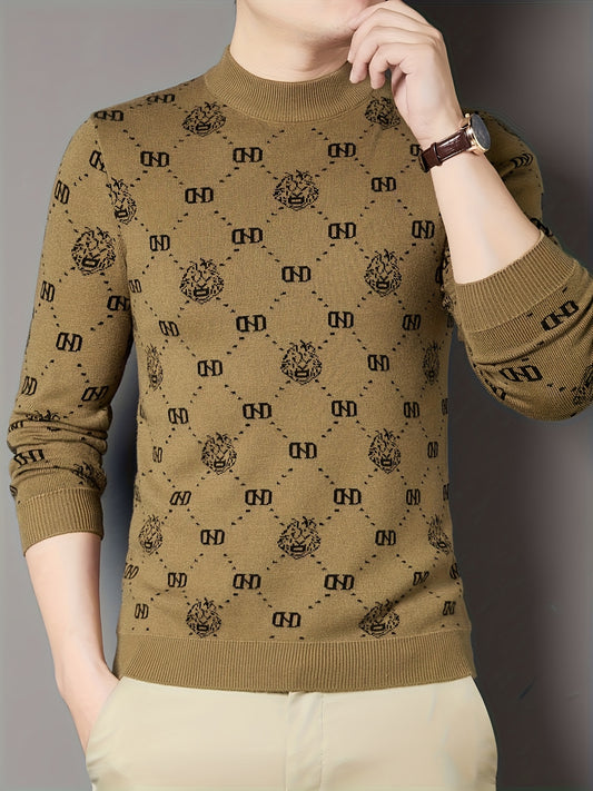 New Men'S Long-Sleeve Knitted Pullover for Autumn And Winter, Featuring Decorative Patterns on a Round-Neck Sweater. It'S a Casual And Stylish Piece That Pairs Well with Various Outfits, Perfect for Daily Wear During The Fall