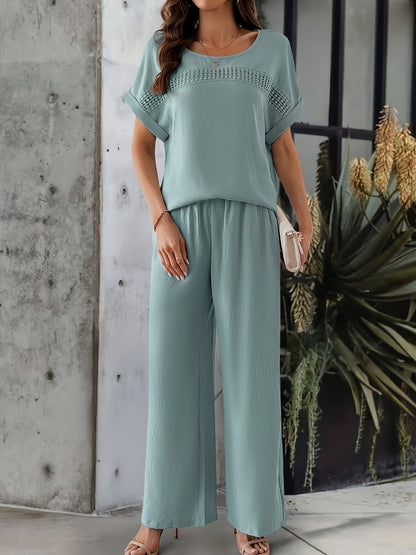 [Elegant Set + Short Sleeve Top and Pants]