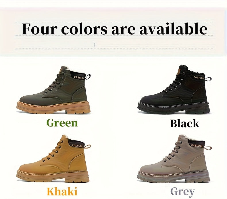 Men's Snow Sports Training Shoes for Autumn and Winter, Featuring a Plush-lined Thick Design for All-over Comfort. Soft, Light Beige-friendly, and Thickly Insulated for Warmth, Suitable for Various Winter Leisure Activities.