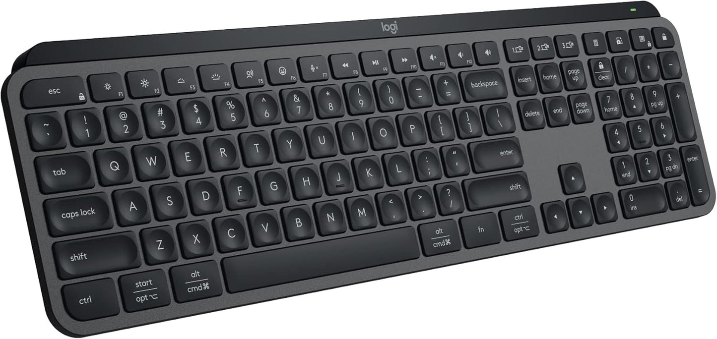 Logitech MX Keys S Wireless Keyboard, Low Profile, Fluid Precise Quiet Typing, Programmable Keys, Backlighting, Bluetooth, USB C Rechargeable, for Windows PC, Linux, Chrome, Mac - Graphite