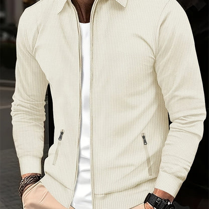 Տղամարդու թեթև, վաֆլիով տրիկոտաժե երկար թևքով, կայծակաճարմանդով բաճկոն - շնչող գոլֆի և վազքի վերնաշապիկ՝ գրպաններով, ամենօրյա, սպորտային դիզայն՝ բացօթյա գործունեության համար, գարուն/աշուն, գոլֆի բաճկոն, ակտիվ կենսակերպի հագուստ, դասական օձիքով, Dura