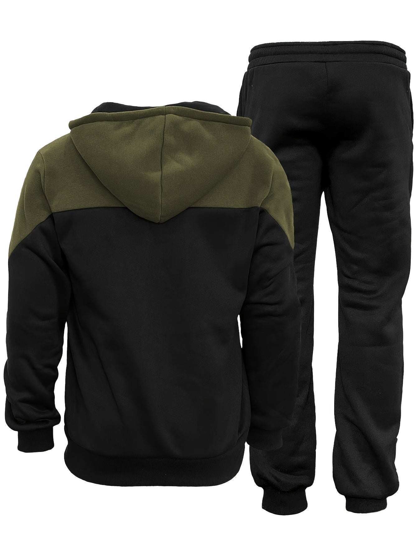 Տղամարդու աշնանային և ձմեռային բրդյա սվիտերի հավաքածու՝ գլխարկով և լարով, պատչվորք սպորտային տաբատով, առօրյա, սպորտային ոճի երկար թևքով բաճկոնով