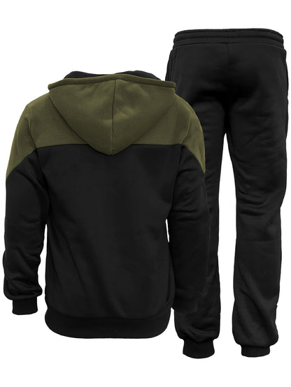 Տղամարդու աշնանային և ձմեռային բրդյա սվիտերի հավաքածու՝ գլխարկով և լարով, պատչվորք սպորտային տաբատով, առօրյա, սպորտային ոճի երկար թևքով բաճկոնով