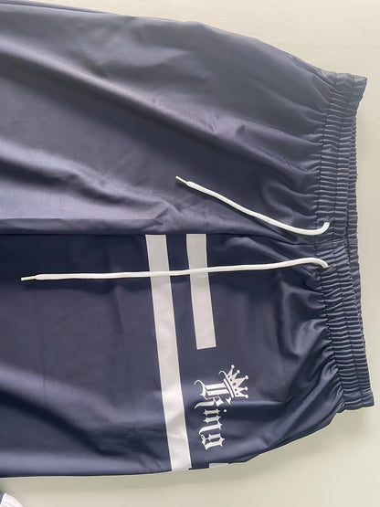 3D Digital Stripe Letter Crown Print - Suitable for Daily Outdoor Leisure Sports Men'S Two-Piece Set