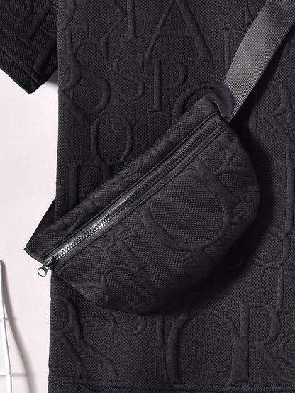 Տղաների համար նախատեսված ոճային սպիտակ կարճ թևքով մարզաշապիկ + առօրյա շորտեր + նորաձև կրծկալով պայուսակի հավաքածու, իդեալական է բացօթյա օգտագործման համար